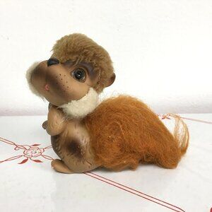 Vintage 1969 Kamar, Inc. Furry Rubber Squirrel With Bendable Tail - App. 5" tall